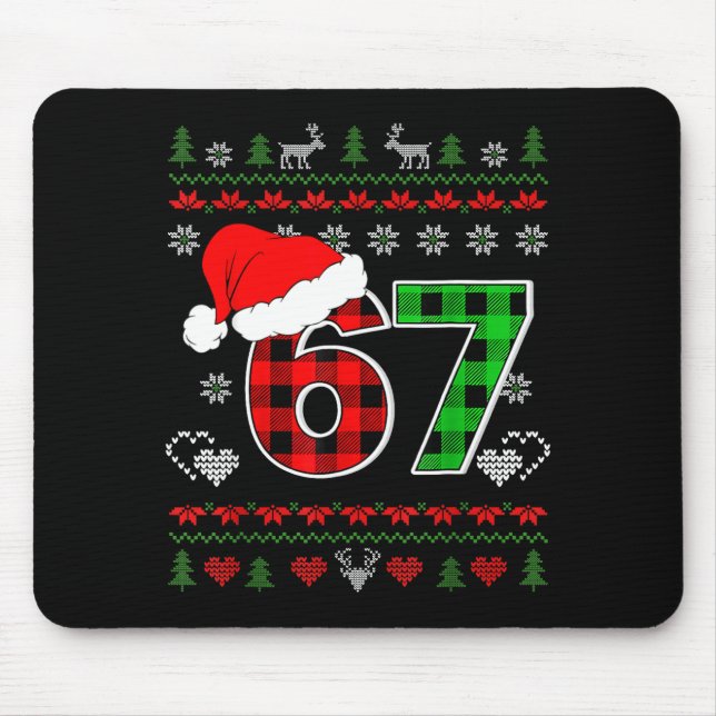 67 Meme Christmas Six Seven Xmas Ugly Sweater Men  Mouse Pad (Front)