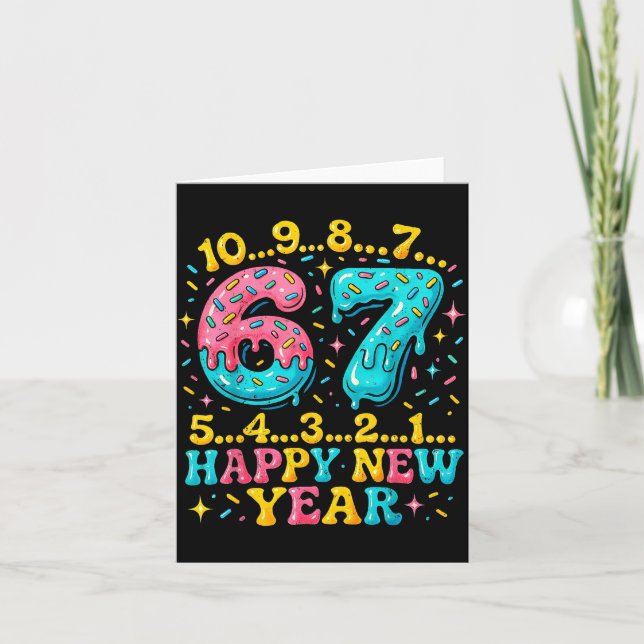 67 Meme Countdown Happy New Year Funny Drip Number Card (Front)