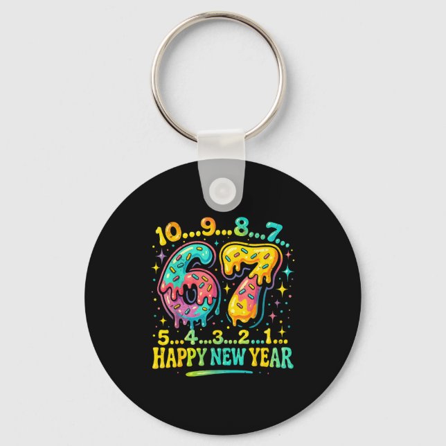 67 Meme Countdown Happy New Year Funny Drip Number Key Ring (Front)