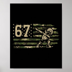 67 Meme Dabbing Boy Camo Usa American Flag Six Sev Poster