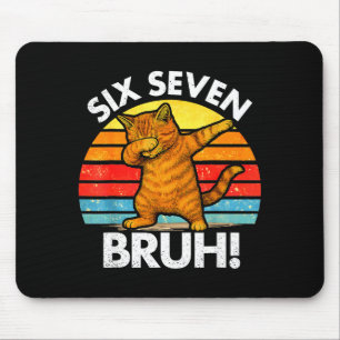 67 Meme Dabbing Cat Six Seven 6 7  Mouse Pad