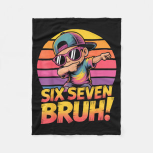 67 Meme Dabbing Six Seven 6 7 Bruh Funny Number De Fleece Blanket