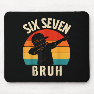 67 Meme Dabbing Six Seven Bruh Retro Vintage Sunse Mouse Pad