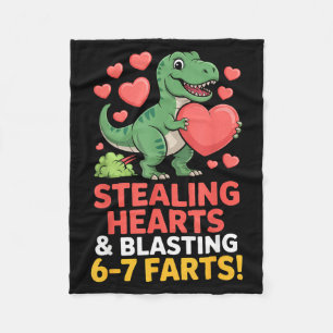 67 Meme Dinosaur Stealing Hearts 6-7 Farts Valenti Fleece Blanket