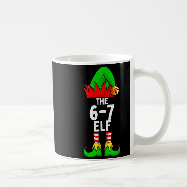 67 Meme Elf Christmas Matching Family 6-7 Brainrot Coffee Mug (Right)