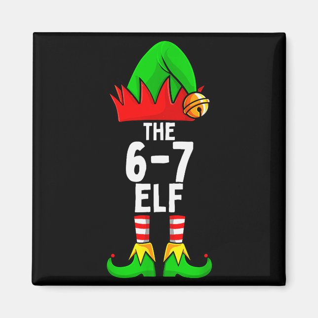 67 Meme Elf Christmas Matching Family 6-7 Brainrot Magnet (Front)