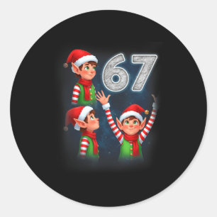 67 Meme Elf Howling At The Moon Parody Funny Chris Classic Round Sticker
