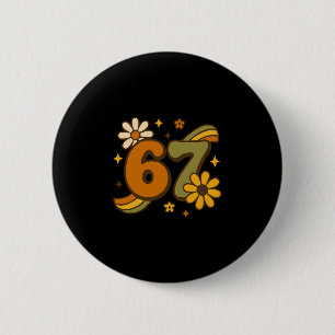 67 Meme Fall Autmn Groovy Retro 70s Six Seven Boho 6 Cm Round Badge