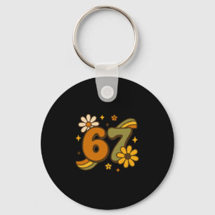 67 Meme Fall Autmn Groovy Retro 70s Six Seven Boho Key Ring