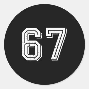 67 Meme Funny 6 7 Men Women Kids Youth Teen Boys G Classic Round Sticker