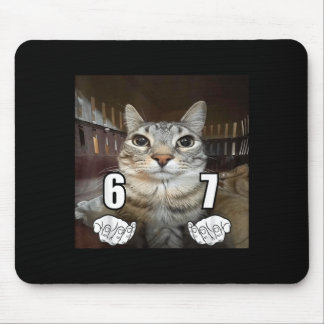 67 Meme Funny Cat Six Seven Meme 6 7 Mouse Pad
