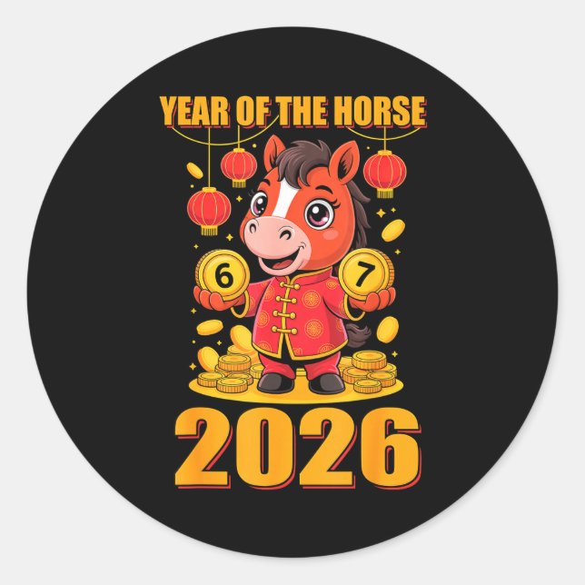 67 Meme Funny Chinese New Year 2026 Year Of The Ho Classic Round Sticker (Front)