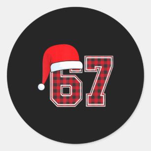 67 Meme Funny Christmas Red Plaid Xmas Pajamas Sla Classic Round Sticker