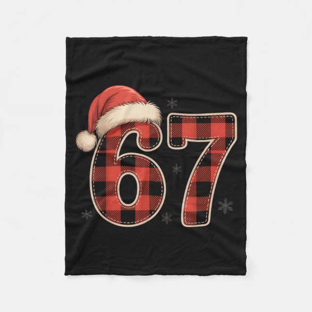 67 Meme Funny Christmas Red Plaid Xmas Pajamas Sla Fleece Blanket (Front)