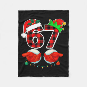67 Meme Funny Christmas Red Plaid Xmas Pajamas Sla Fleece Blanket