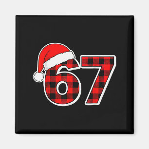 67 Meme Funny Christmas Red Plaid Xmas Pajamas Sla Magnet