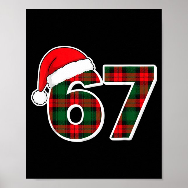 67 Meme Funny Christmas Red Plaid Xmas Pajamas Sla Poster (Front)