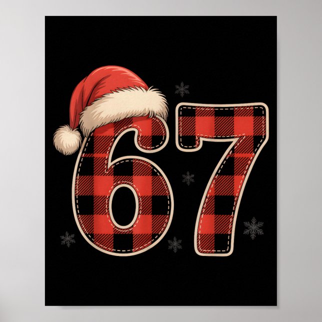 67 Meme Funny Christmas Red Plaid Xmas Pajamas Sla Poster (Front)