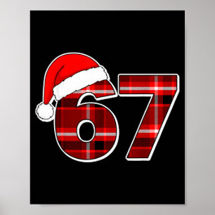 67 Meme Funny Christmas Red Plaid Xmas Pajamas Sla Poster