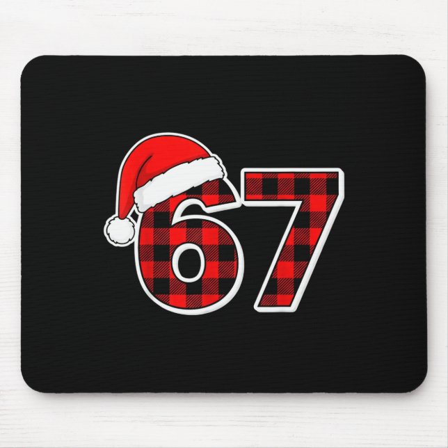 67 Meme Funny Christmas Red Plaid Xmas Pyjamas Sla Mouse Pad (Front)