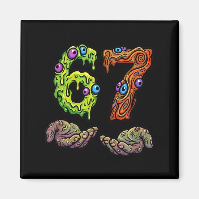 67 Meme Funny Gen Alpha Six Seven Hands Gesture Br Magnet (Front)