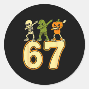 67 Meme Funny Halloween Numbers Six Seven Men Wome Classic Round Sticker