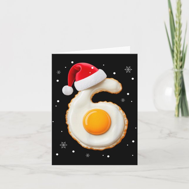 67 Meme Funny Number 6 Egg Bacon Matching Christma Card (Front)
