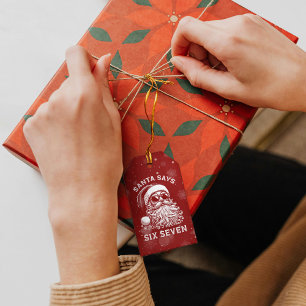 67 Meme Funny Santa Says Six Seven Christmas Gift Tags