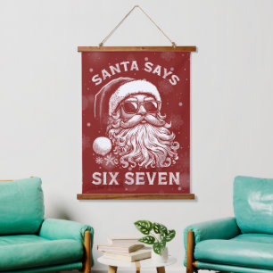 67 Meme Funny Santa Says Six Seven Christmas Hanging Tapestry