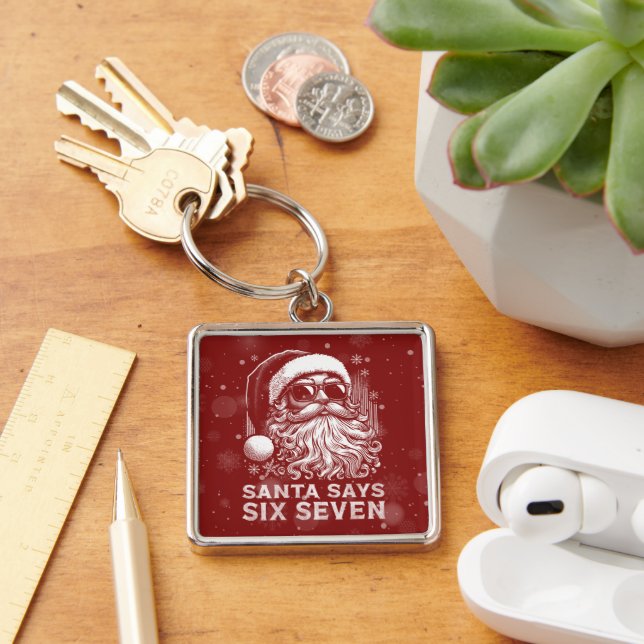 67 Meme Funny Santa Says Six Seven Christmas Key Ring (Desk)