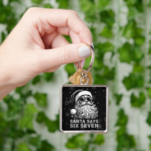 67 Meme Funny Santa Says Six Seven Christmas Key Ring