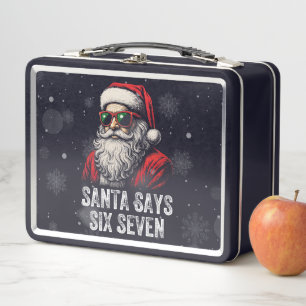 67 Meme Funny Santa Says Six Seven Christmas Metal Lunch Box