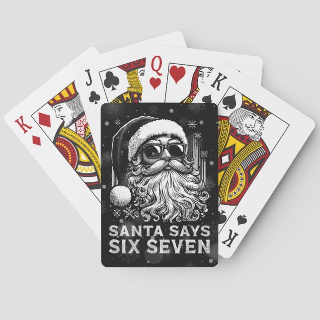 67 Meme Funny Santa Says Six Seven Christmas Playing Cards (Back)