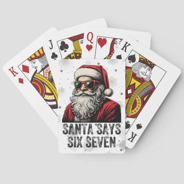 67 Meme Funny Santa Says Six Seven Christmas Playing Cards (Back)