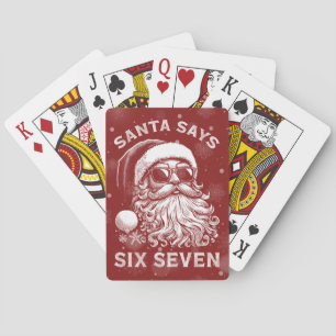 67 Meme Funny Santa Says Six Seven Christmas Playing Cards