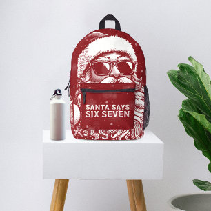 67 Meme Funny Santa Says Six Seven Christmas Printed Backpack