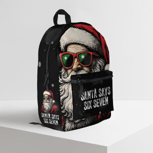 67 Meme Funny Santa Says Six Seven Christmas Printed Backpack