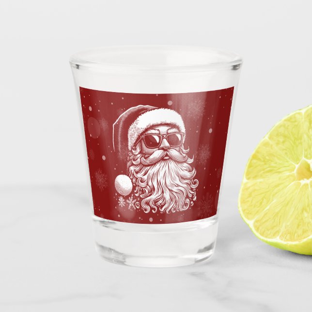 67 Meme Funny Santa Says Six Seven Christmas Shot Glass (Front)