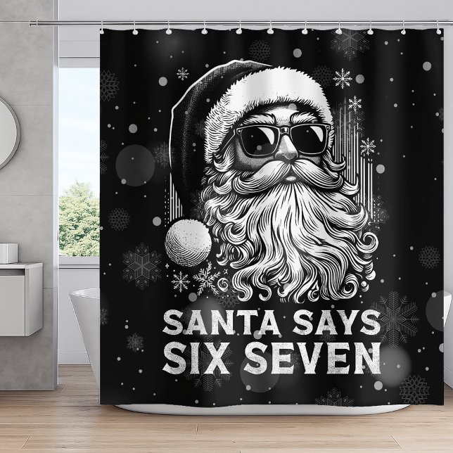 67 Meme Funny Santa Says Six Seven Christmas Shower Curtain (Creator Uploaded)