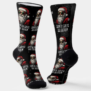 67 Meme Funny Santa Says Six Seven Christmas Socks