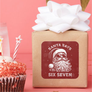 67 Meme Funny Santa Says Six Seven Christmas Square Sticker