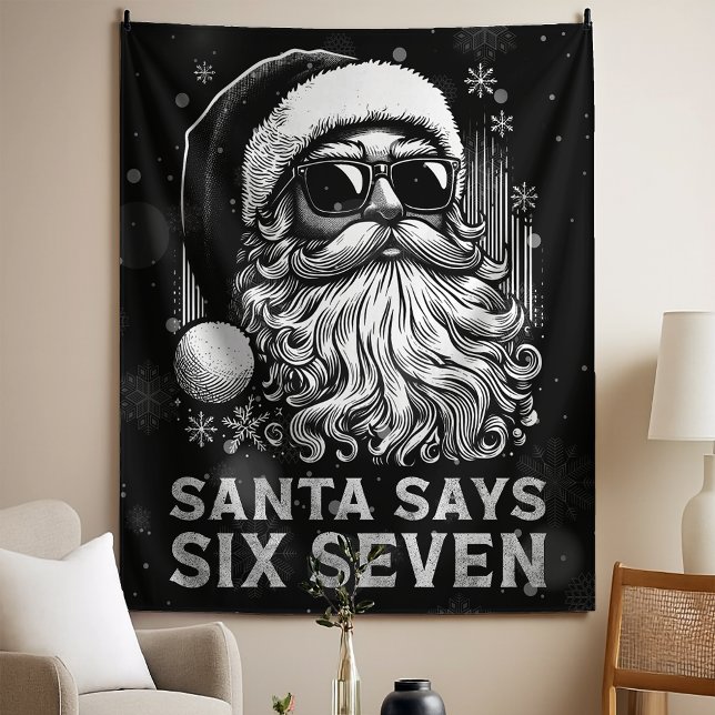 67 Meme Funny Santa Says Six Seven Christmas Tapestry (Creator Uploaded)