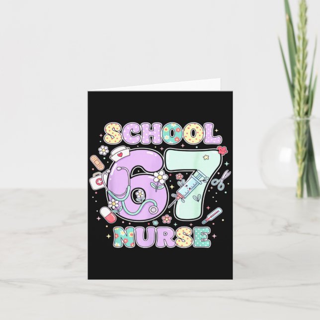 67 Meme Funny School Nurse Six Seven Meme Boys Gir Card (Front)