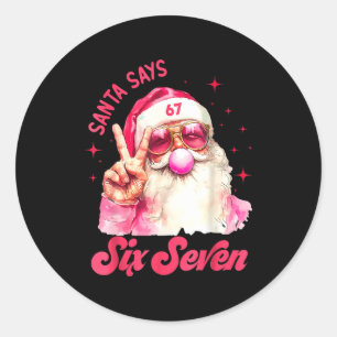 67 Meme Funny Six Seven Christmas 6-7 Meme Santa 6 Classic Round Sticker