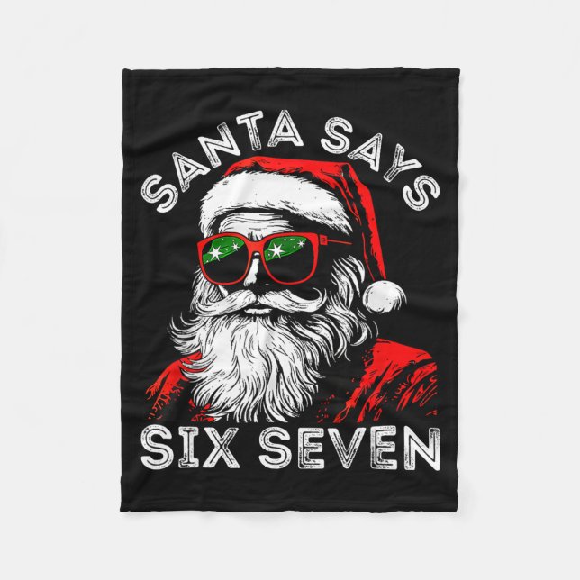67 Meme Funny Six Seven Christmas 6-7 Meme Santa 6 Fleece Blanket (Front)