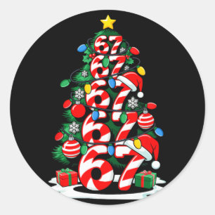 67 Meme Funny Six Seven Christmas Tree Lights Xmas Classic Round Sticker
