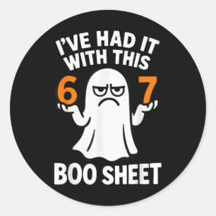67 Meme Halloween Costume 6 7 Funny Boo Sheet Six  Classic Round Sticker