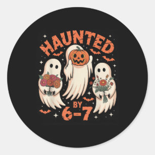 67 Meme Halloween Haunted  Classic Round Sticker