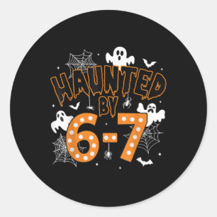 67 Meme Halloween Haunted– Funny Ghost And Pumpkin Classic Round Sticker
