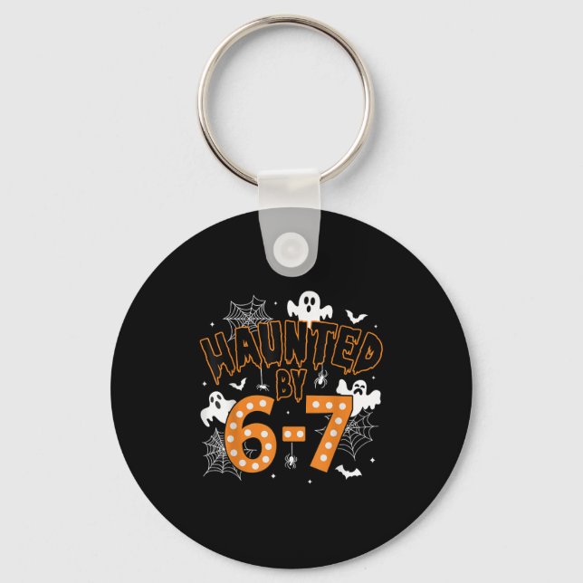 67 Meme Halloween Haunted- Funny Ghost And Pumpkin Key Ring (Front)
